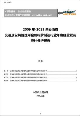 2009-2013年云南省交通及公共管理用金屬標(biāo)牌制造行業(yè)經(jīng)營狀況分析年報